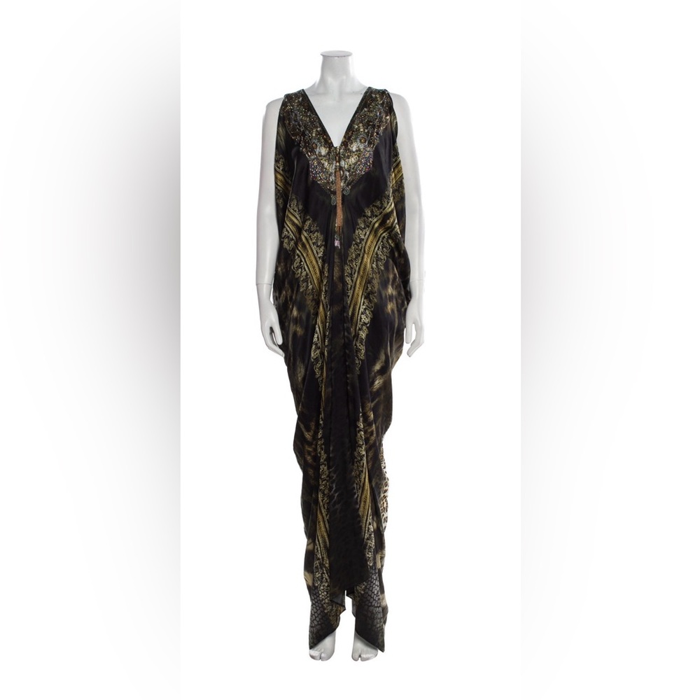 Camilla Black and Gold Embellished Maxi Dress